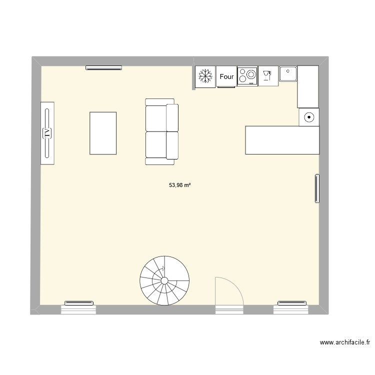 Nony. Plan de 1 pièce et 54 m2