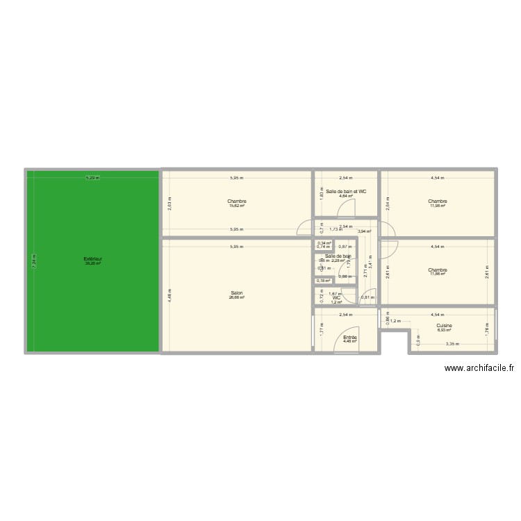 Plan Aguesseau avec cotes mesurées. Plan de 13 pièces et 128 m2