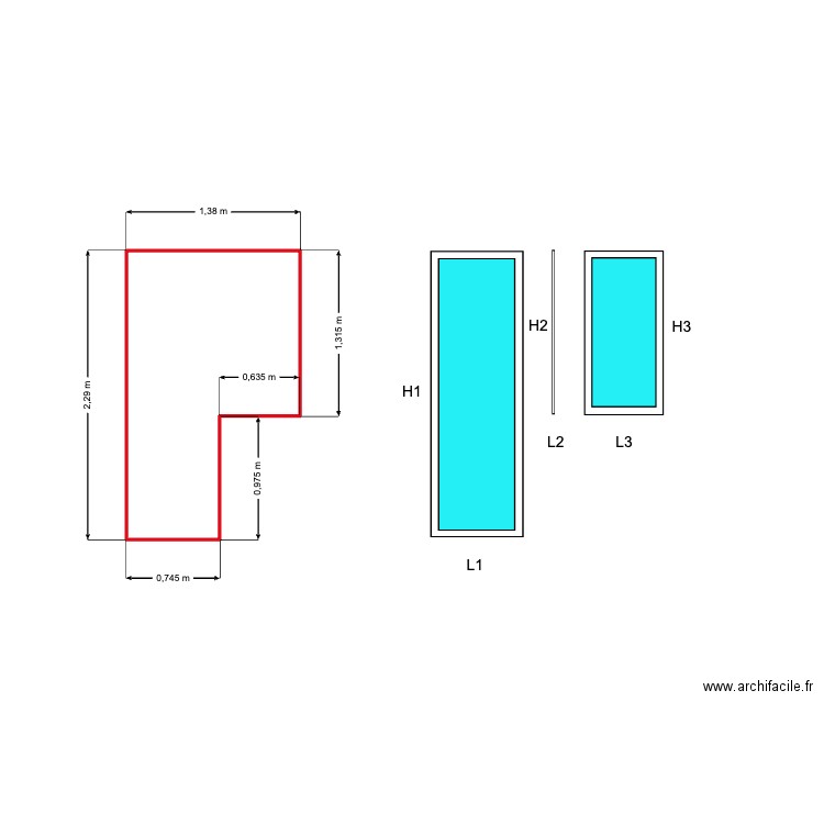 Fenetre 1 rev 1. Plan de 1 pièce et 2 m2