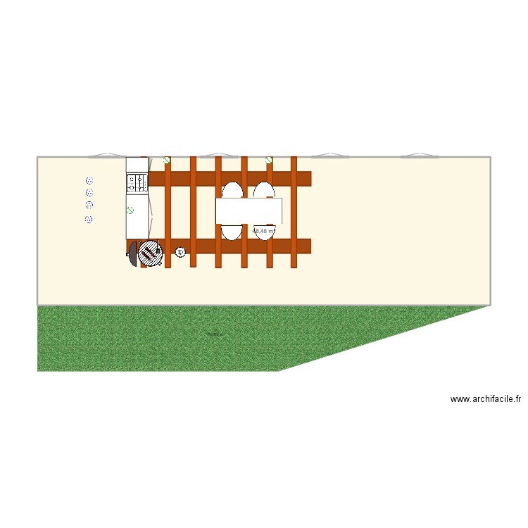 Terrasse V2.1. Plan de 1 pièce et 48 m2