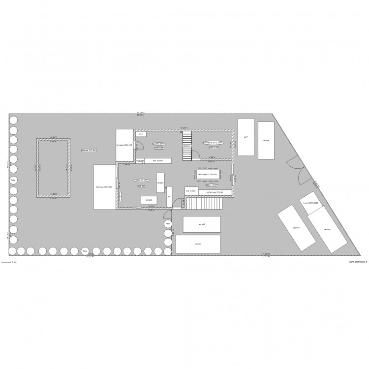 maison aigas existant RDC sur terrain. Plan de 0 pièce et 0 m2