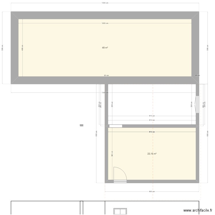 mathay1. Plan de 2 pièces et 70 m2