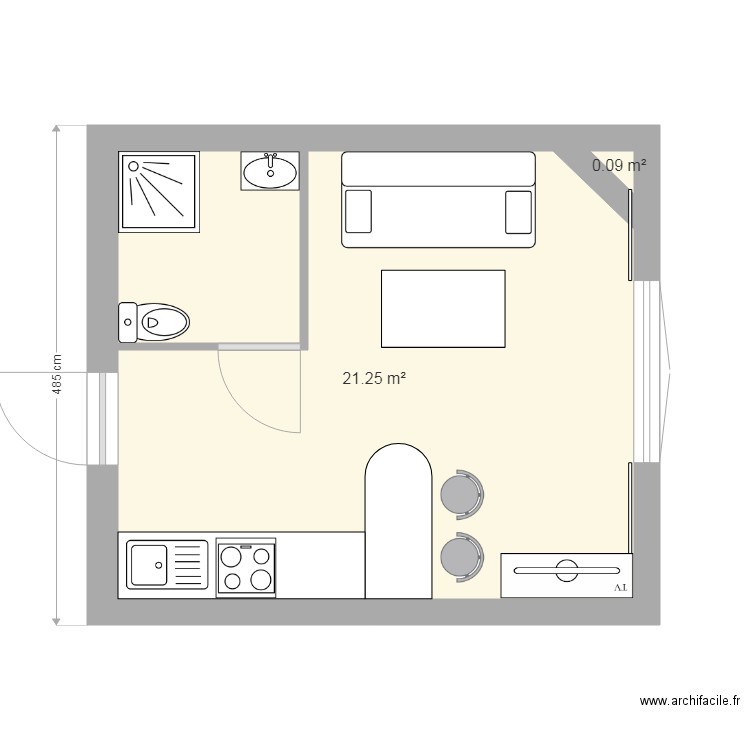 studio 1 rez de chaussee. Plan de 0 pièce et 0 m2