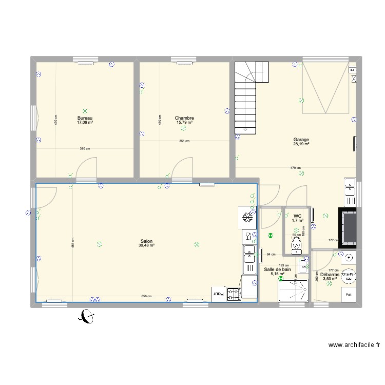 Claudine. Plan de 7 pièces et 111 m2