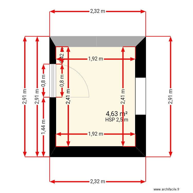 Guerite. Plan de 1 pièce et 5 m2