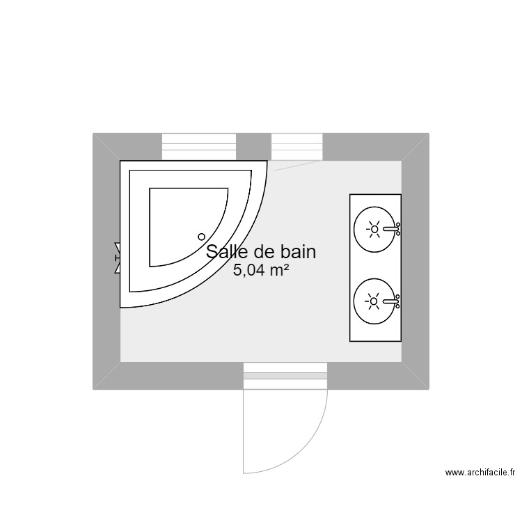 salle de bain actuelle. Plan de 1 pièce et 5 m2