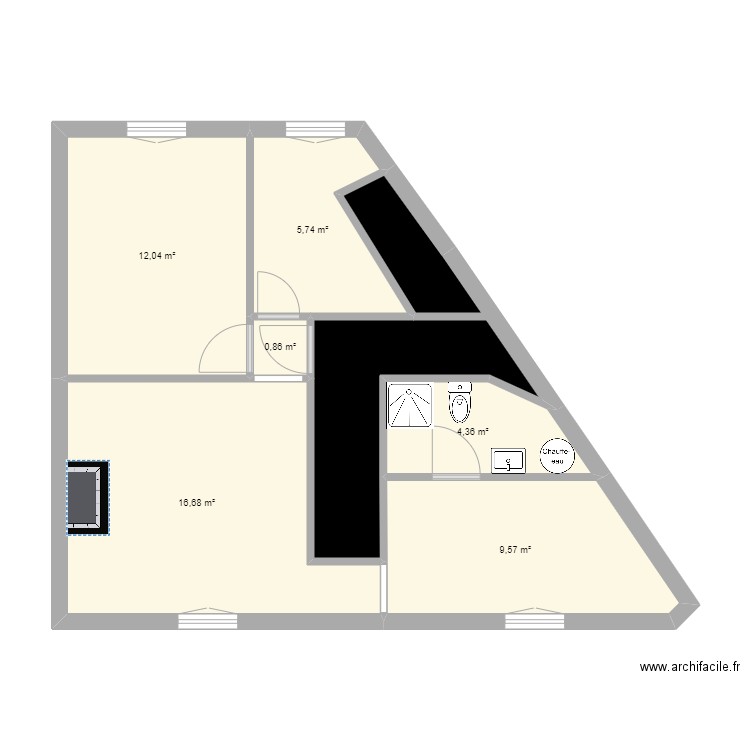 Boddaert. Plan de 7 pièces et 58 m2