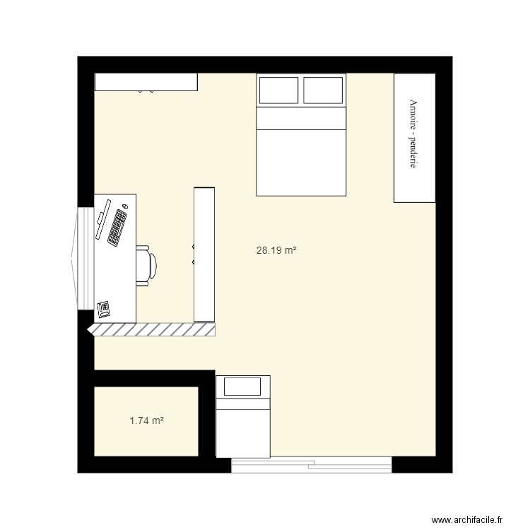 studio. Plan de 0 pièce et 0 m2