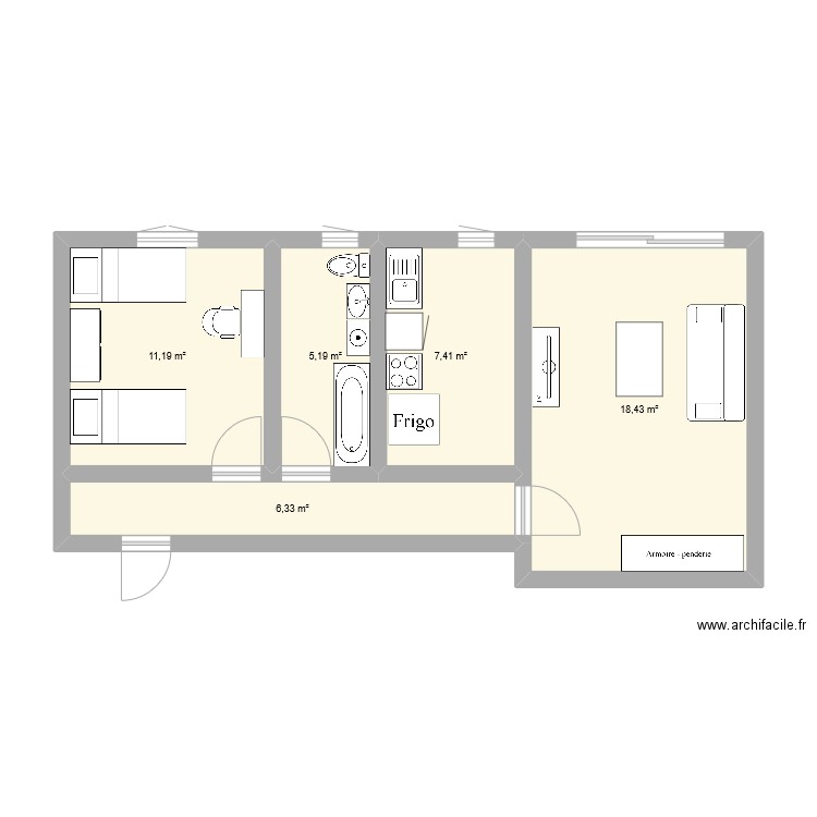 appartement ezanville2. Plan de 5 pièces et 49 m2