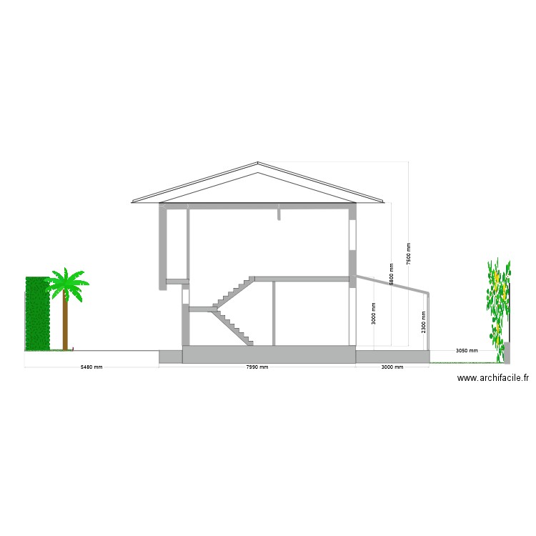 Coupe projet. Plan de 0 pièce et 0 m2