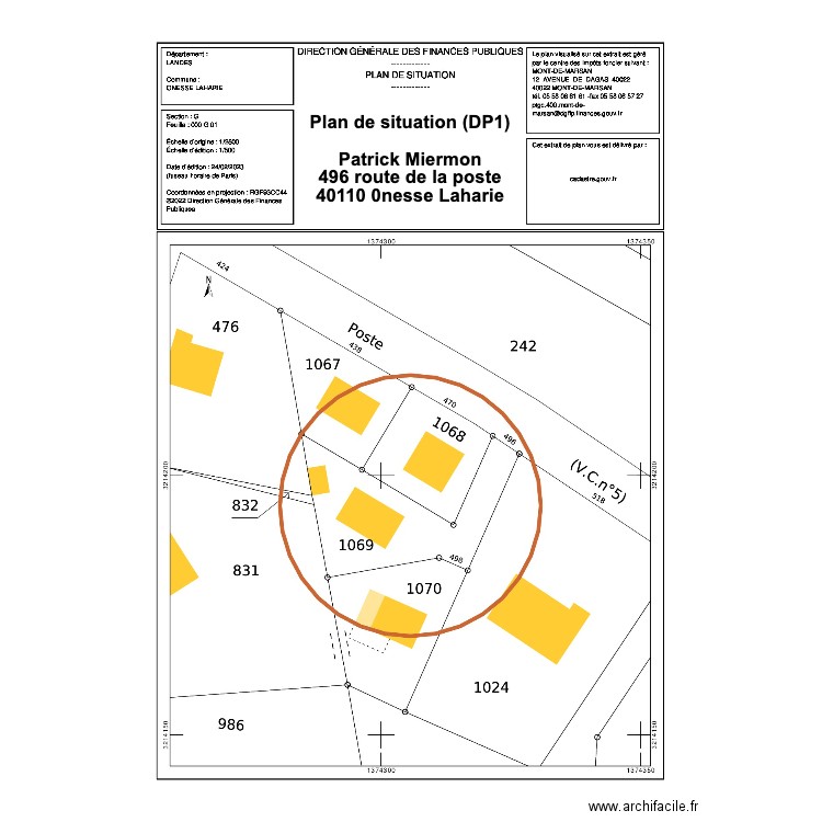 DP1 - Plan de situation Onesse. Plan de 0 pièce et 0 m2