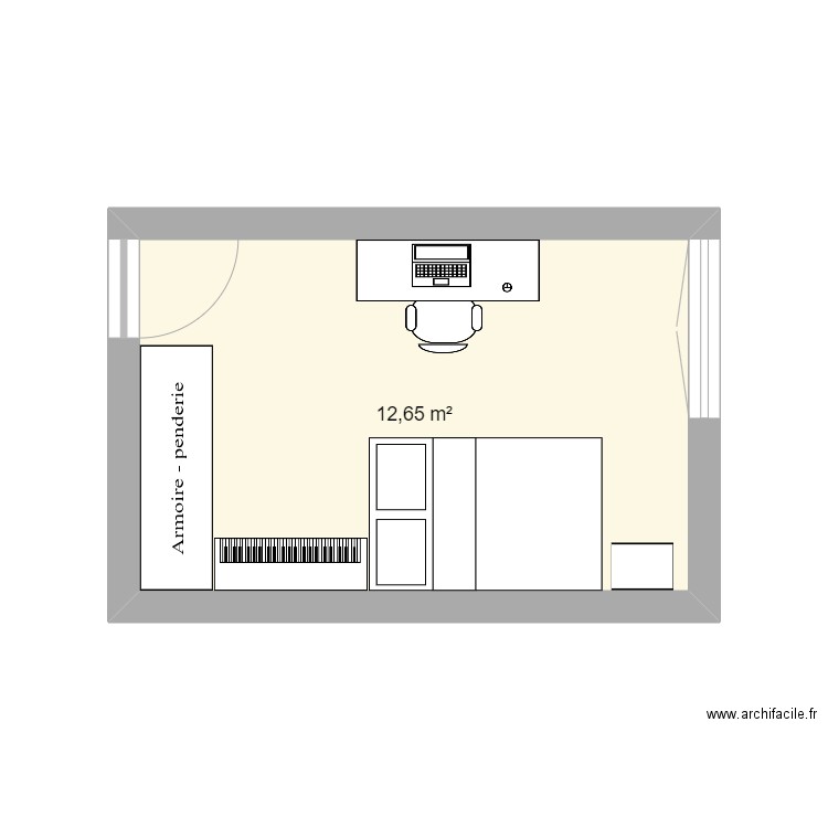 Chambre_v1. Plan de 1 pièce et 13 m2