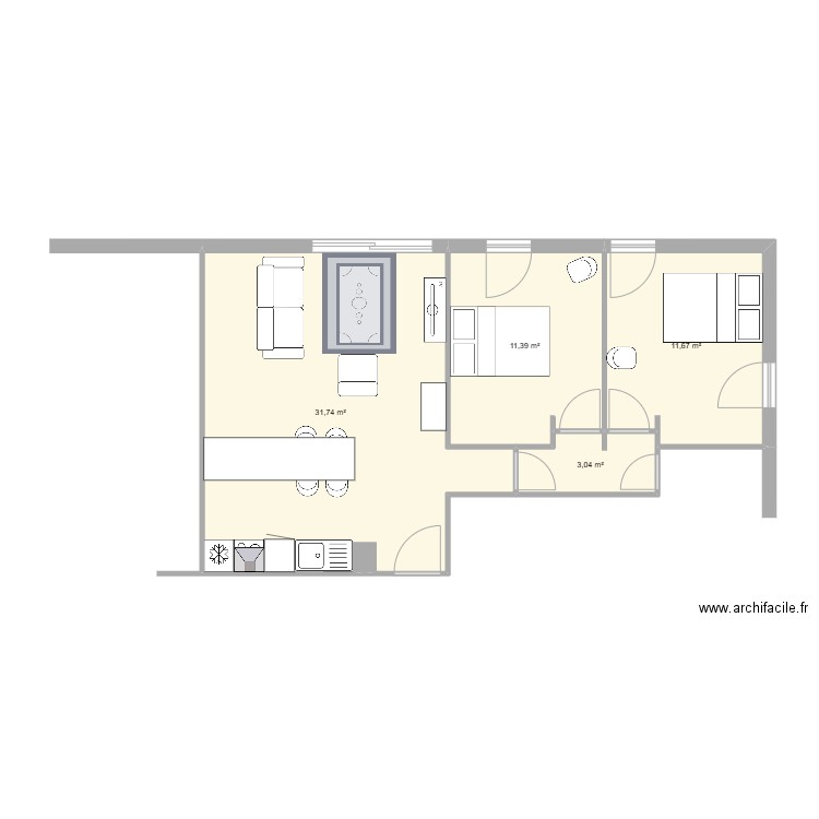 saint cyrice. Plan de 4 pièces et 58 m2