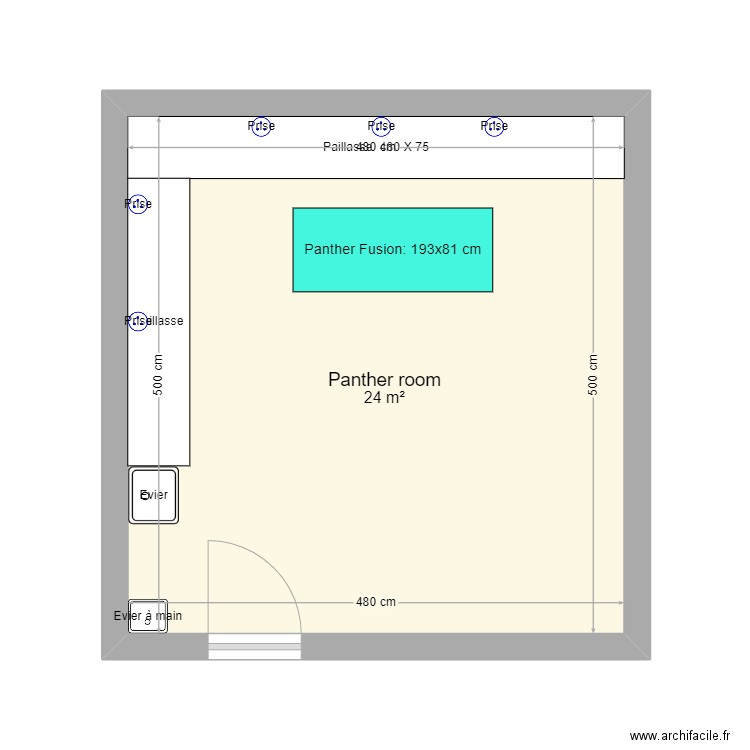 CHU BREST La Cavale. Plan de 1 pièce et 24 m2