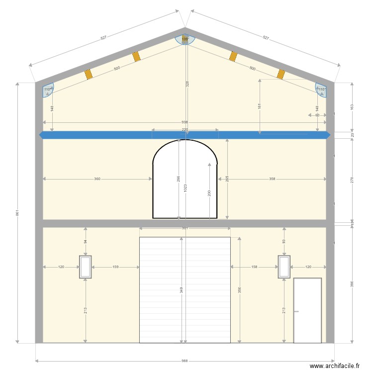 Façade avant. Plan de 0 pièce et 0 m2