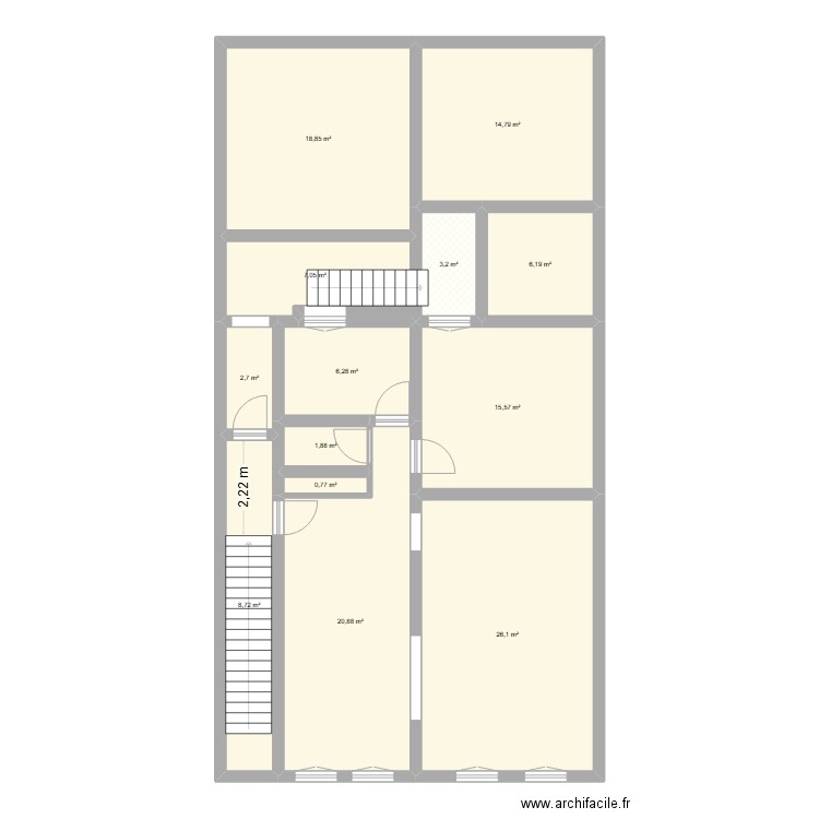 planete partie commune 2eme. Plan de 13 pièces et 133 m2