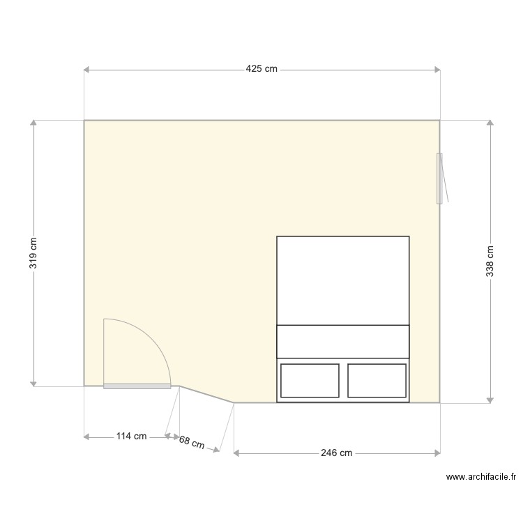 CHAMBRE CH.P. Plan de 1 pièce et 14 m2