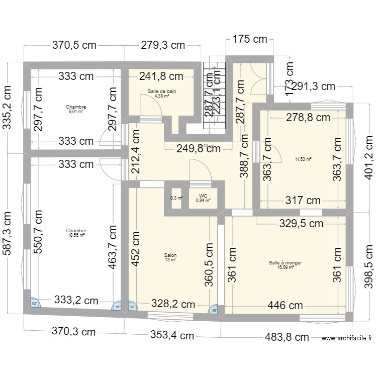 my home. Plan de 9 pièces et 86 m2