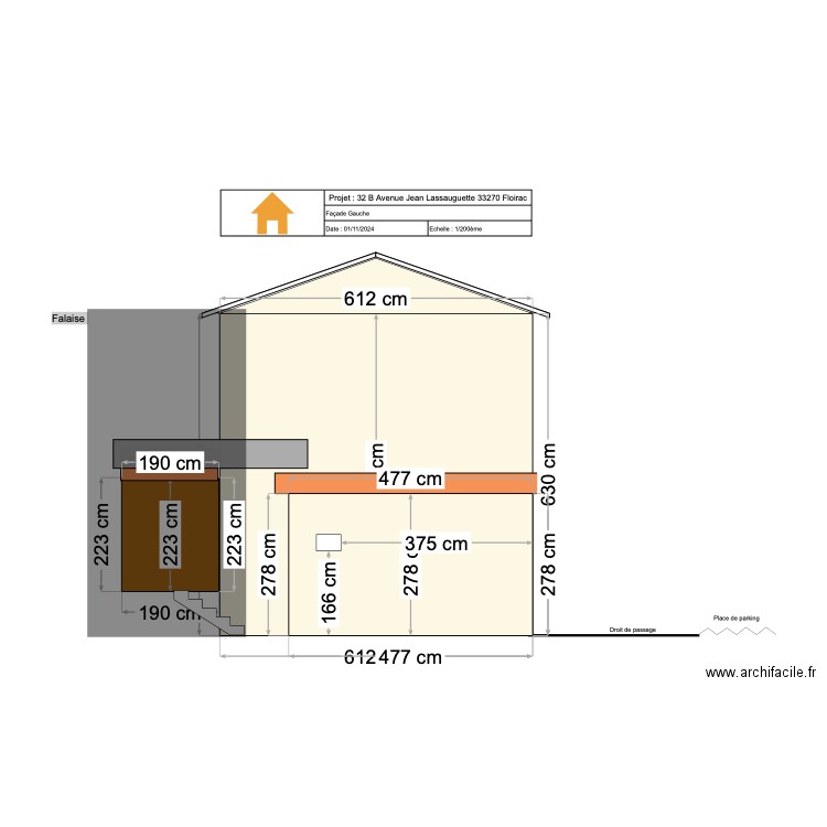 PLAN face de gauche / Avant travaux. Plan de 0 pièce et 0 m2