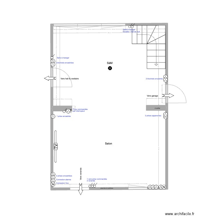 Maison Aische - SàM & Salon (Existant). Plan de 1 pièce et 34 m2