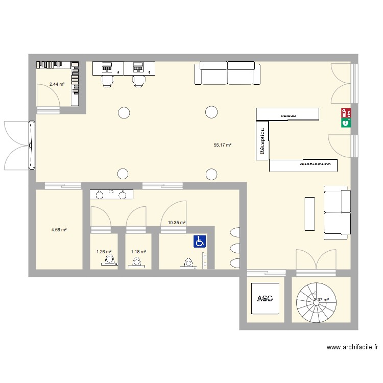 plan de reception hotel i. Plan de 0 pièce et 0 m2