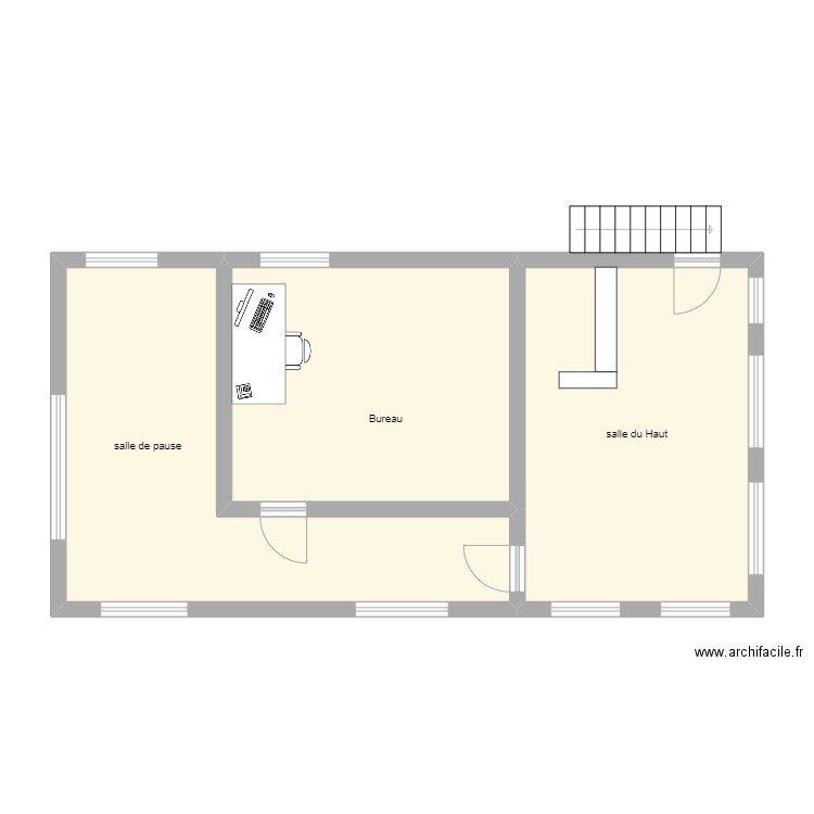 Yellow etage. Plan de 3 pièces et 64 m2