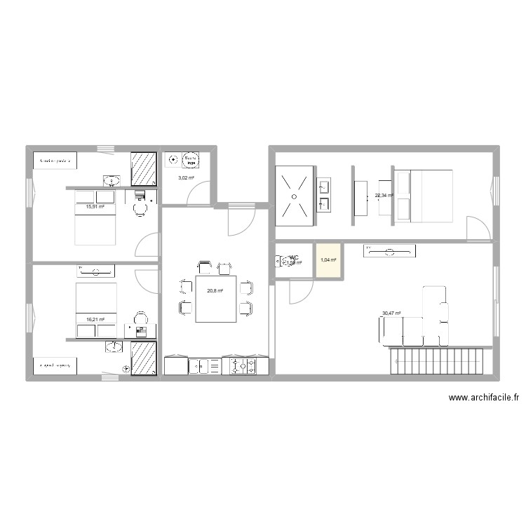 maison. Plan de 8 pièces et 111 m2