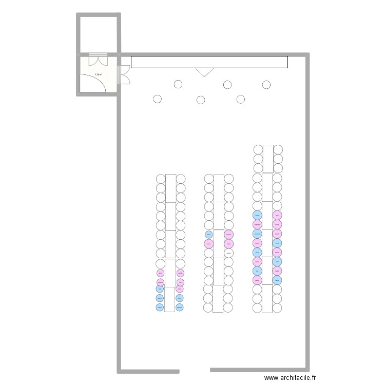 salle 18 ans . Plan de 1 pièce et 8 m2