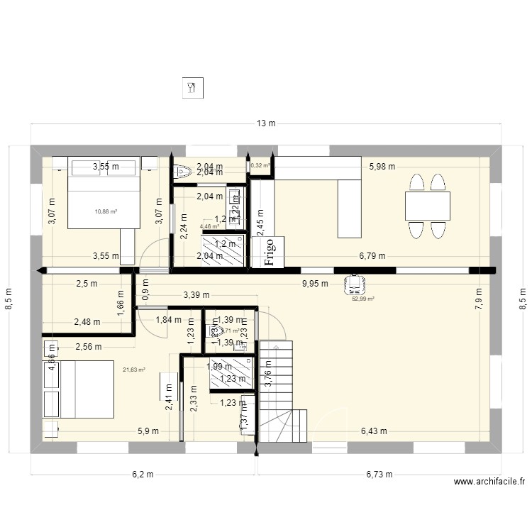 mika. Plan de 7 pièces et 94 m2