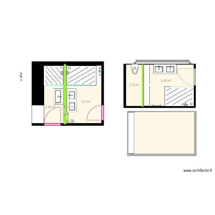 SDB_3. Plan de 5 pièces et 22 m2