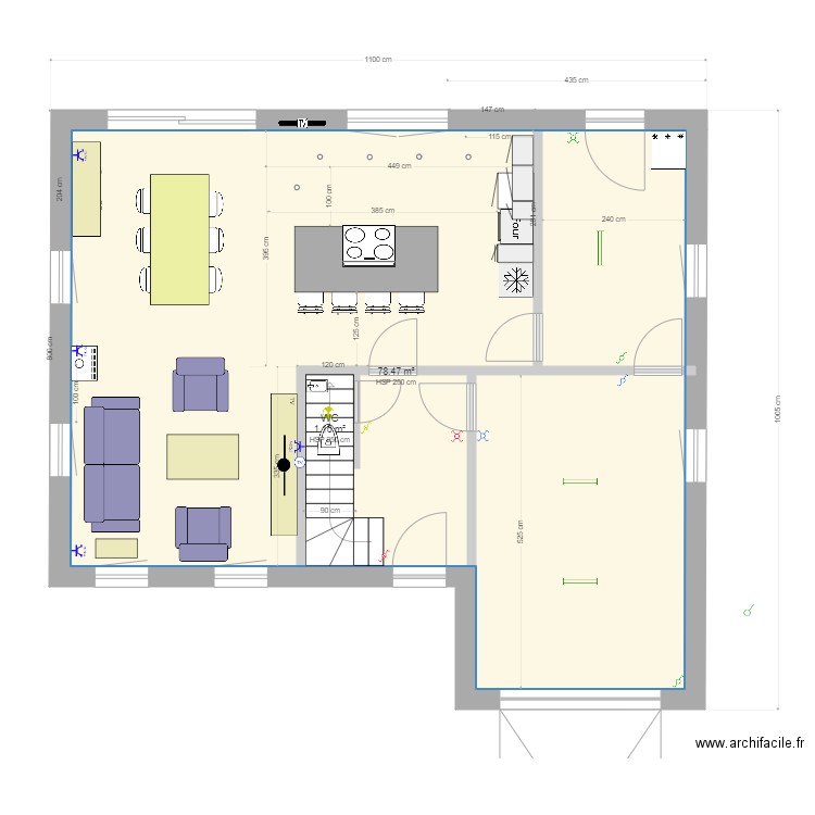 position éclairage RDC . Plan de 0 pièce et 0 m2