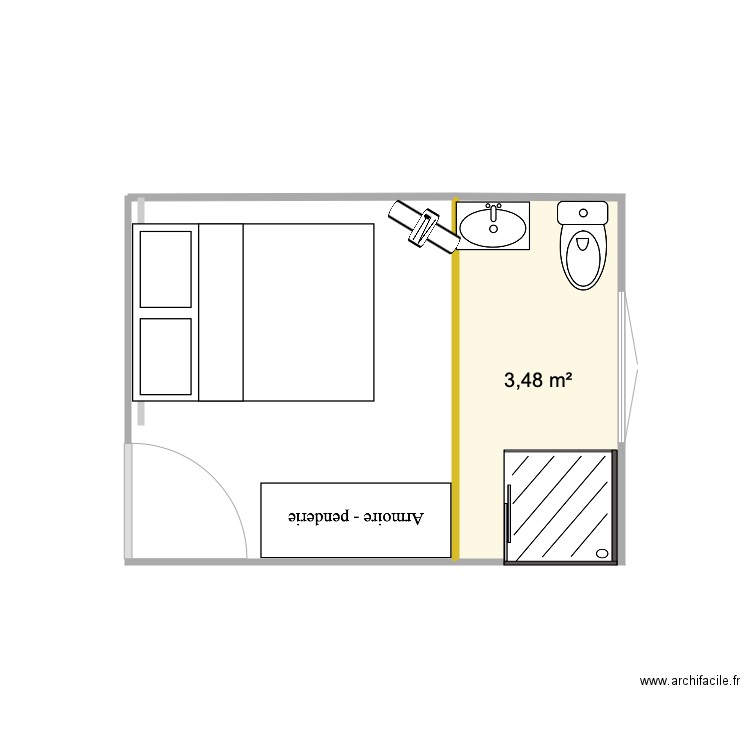 chambre 2 murs pas droit. Plan de 0 pièce et 0 m2