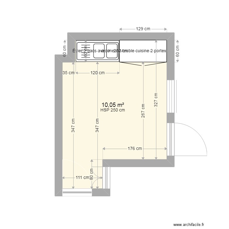 CUISINE AADL - Plan 1 pièce 10 m2 dessiné par SAIDGHZ