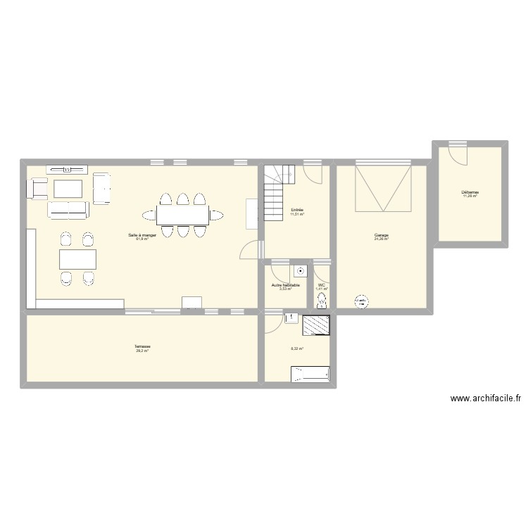 Plan actuel 2.0. Plan de 8 pièces et 151 m2