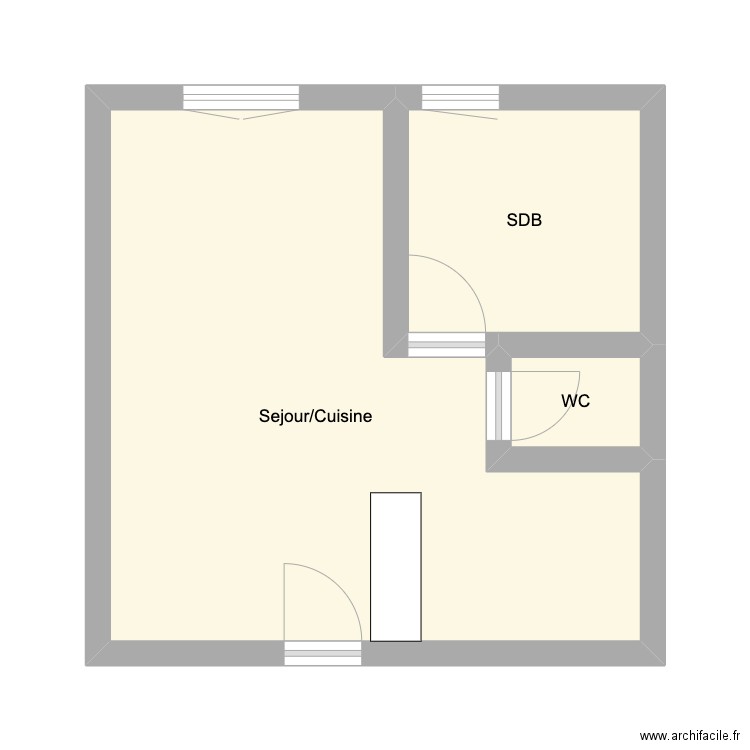 753. Plan de 3 pièces et 28 m2