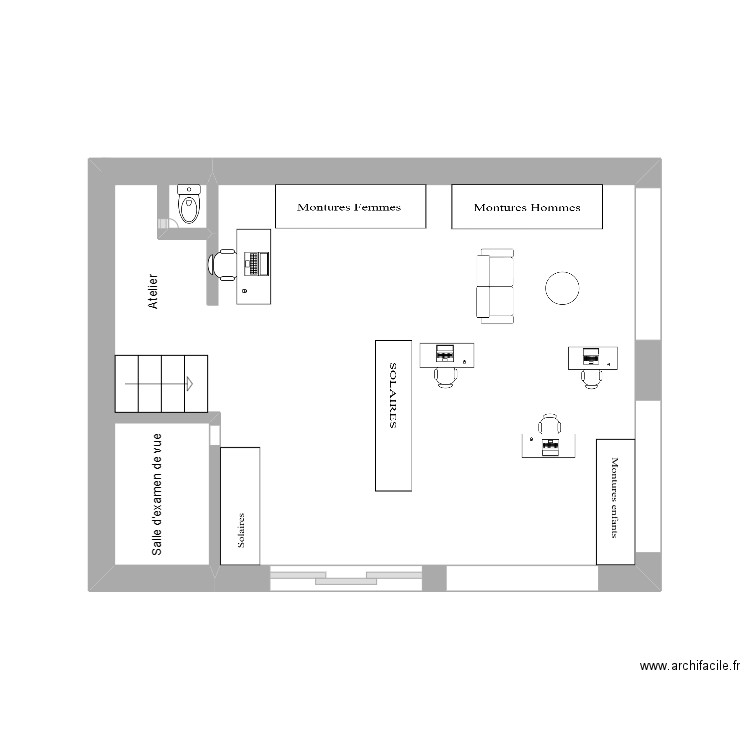 MAGASIN. Plan de 1 pièce et 19 m2