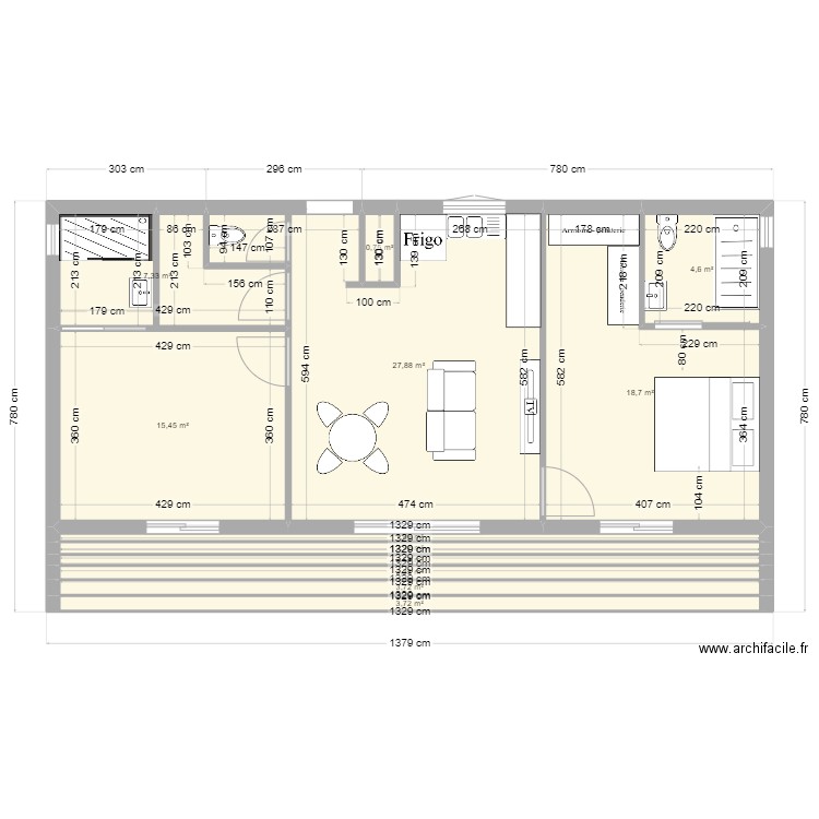 plan 65 m2 2. Plan de 12 pièces et 93 m2