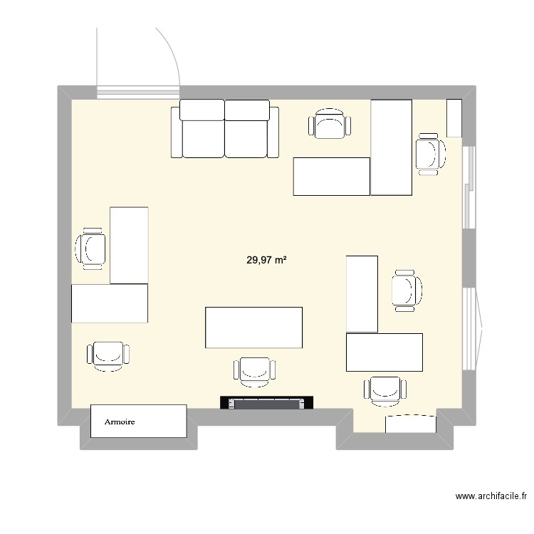 IDÉE BUREAU 1. Plan de 1 pièce et 30 m2