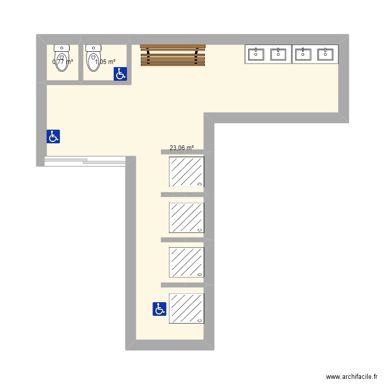 salle de bains collectif . Plan de 0 pièce et 0 m2