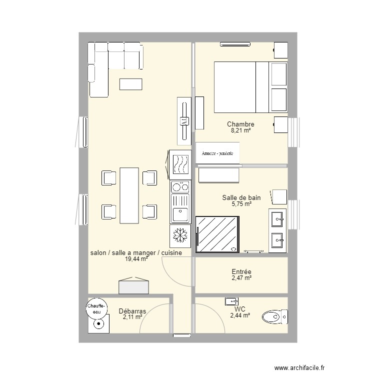 studio. Plan de 0 pièce et 0 m2