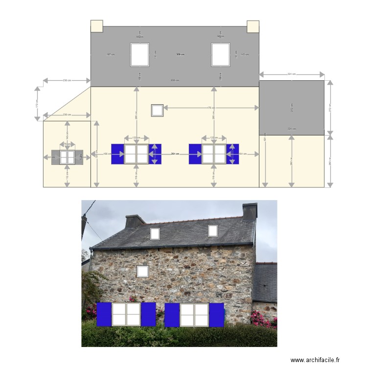 facade ouest modifiée implantation. Plan de 0 pièce et 0 m2