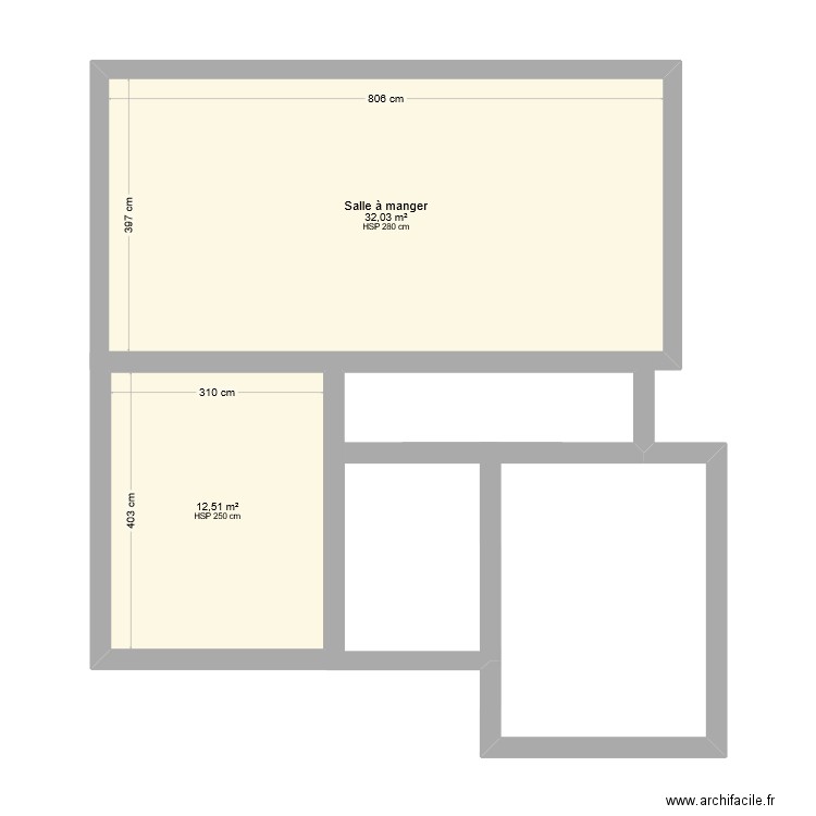 Plan maison. Plan de 2 pièces et 45 m2