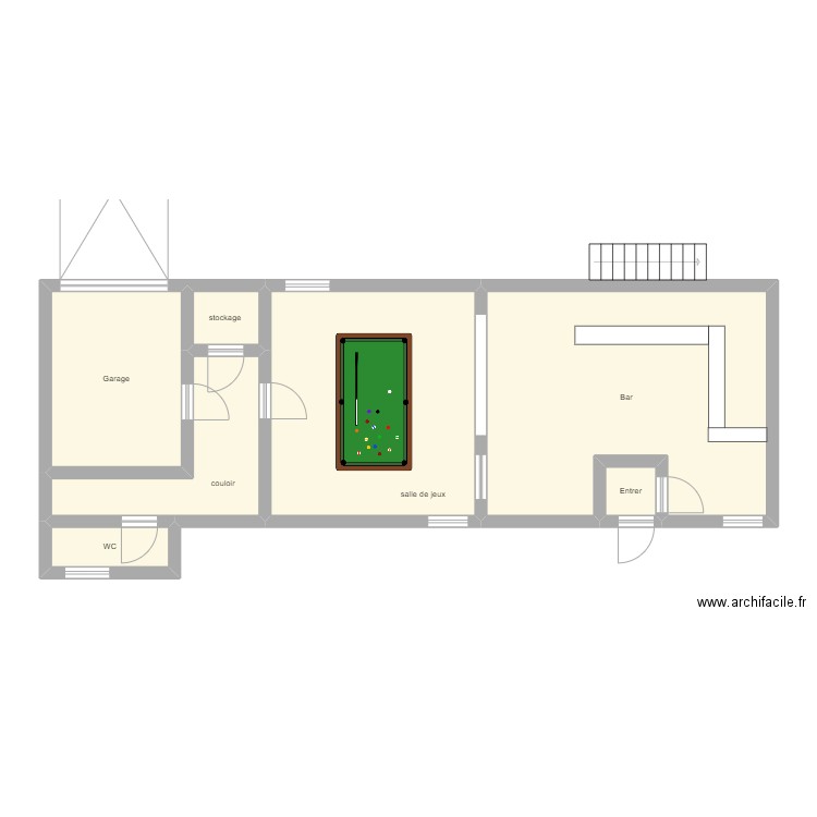 Yellow rdc . Plan de 7 pièces et 76 m2