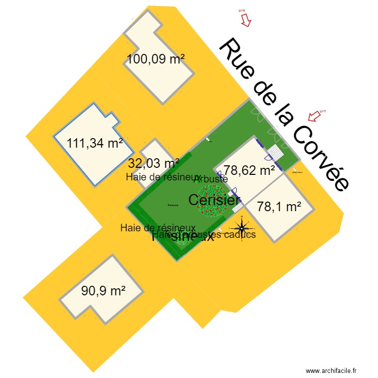 plan e situation. Plan de 18 pièces et 1471 m2