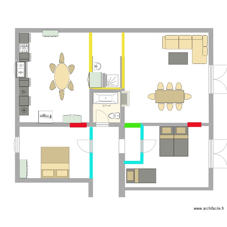 toftof. Plan de 1 pièce et 4 m2