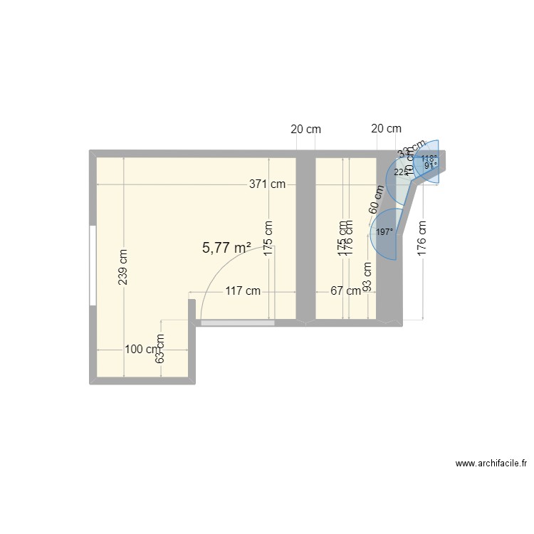 SALLE DE BAIN SAINT CYR. Plan de 1 pièce et 6 m2