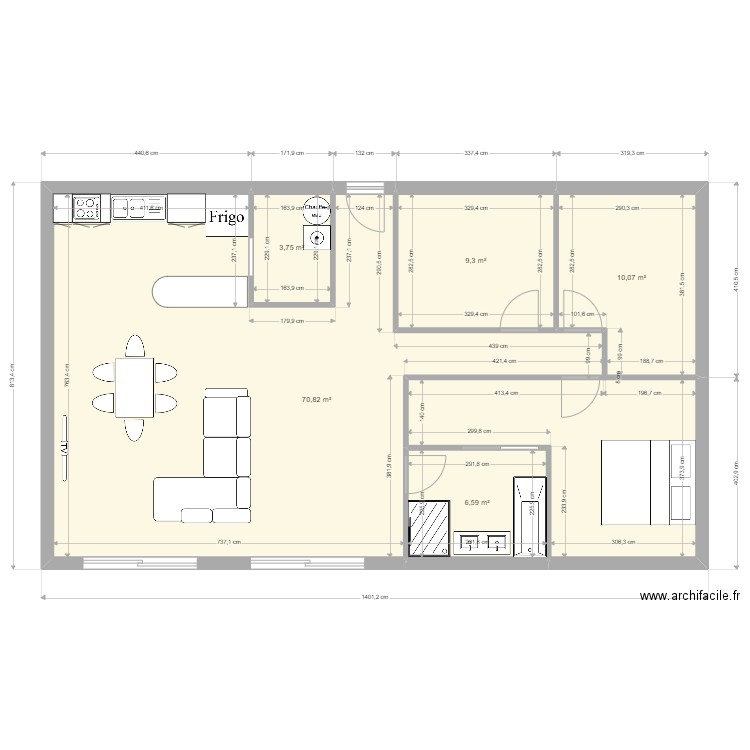 plan3. Plan de 5 pièces et 101 m2