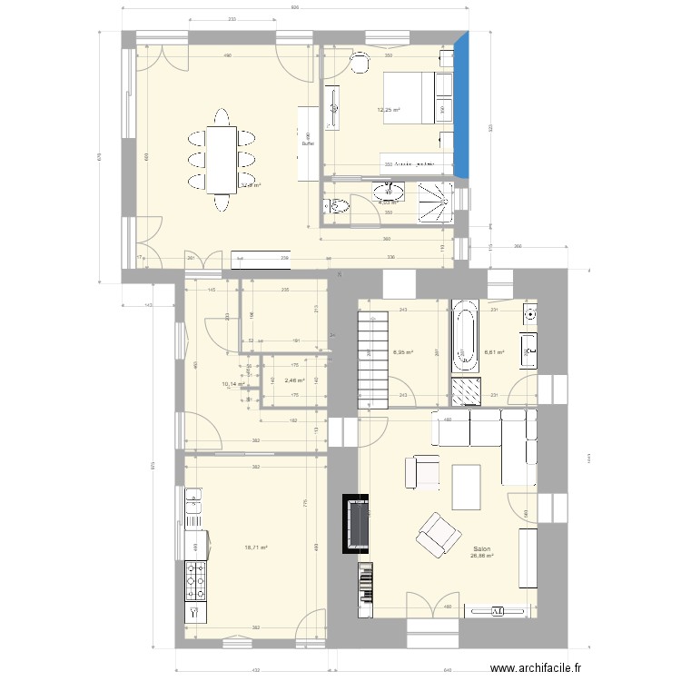 P Sylvie 6. Plan de 9 pièces et 126 m2