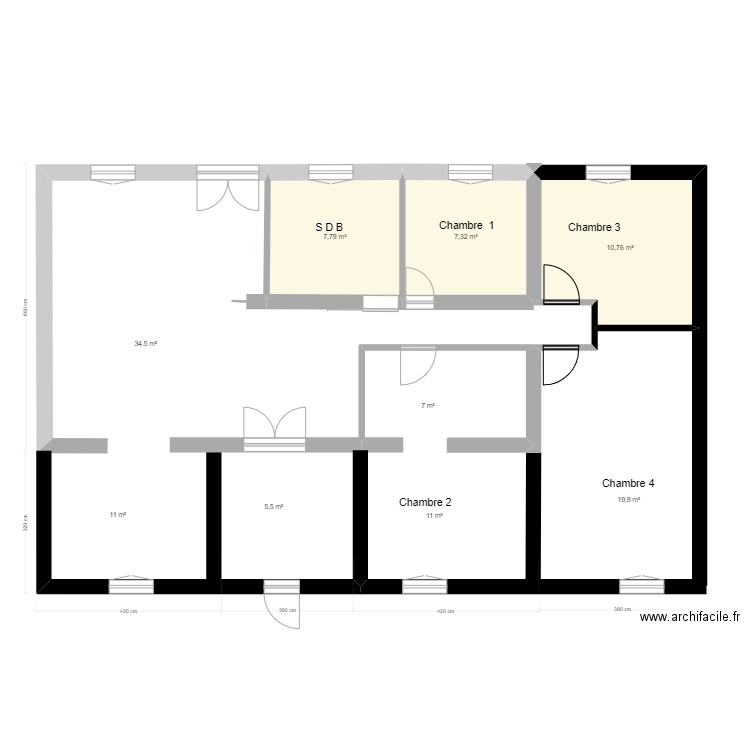 EMELINE. Plan de 3 pièces et 26 m2