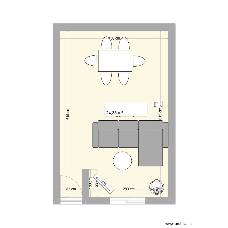 POULIG. Plan de 1 pièce et 24 m2